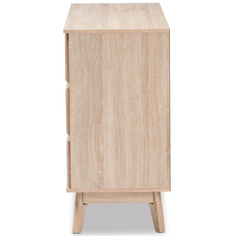 Baxton Studio Miren 6 Drawer Modern Dresser in Light Oak and Dark Grey
