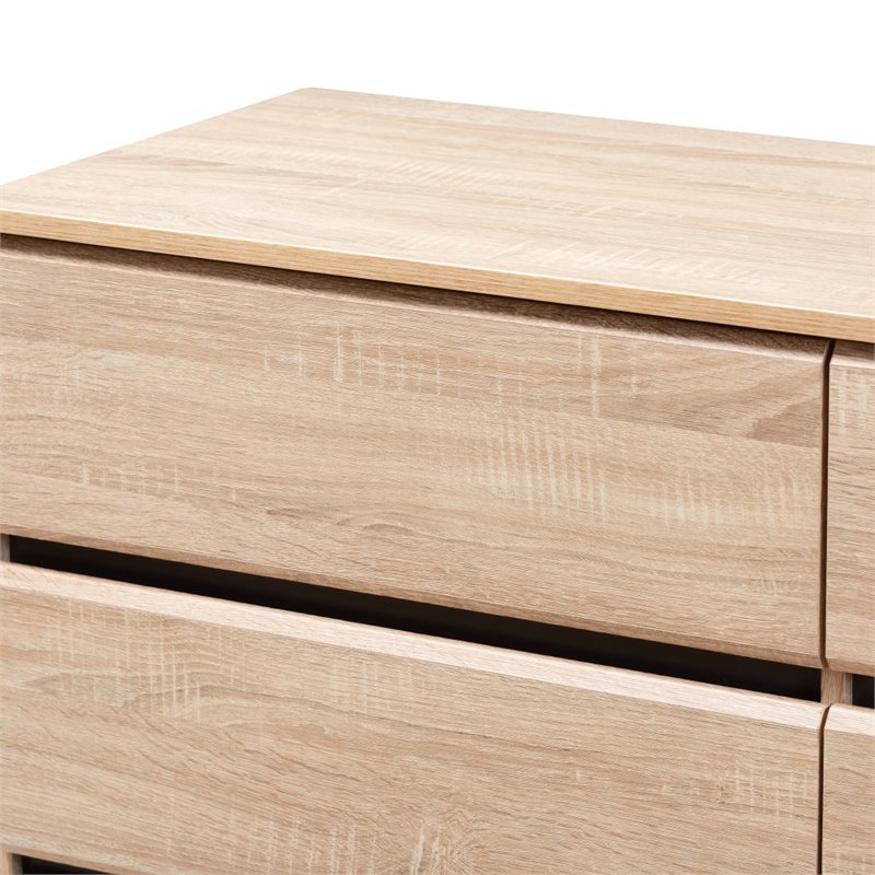 Baxton Studio Miren 6 Drawer Modern Dresser in Light Oak and Dark Grey