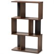 Baxton Studio Legende 3 Shelf Display Bookcase in Brown and Dark Grey