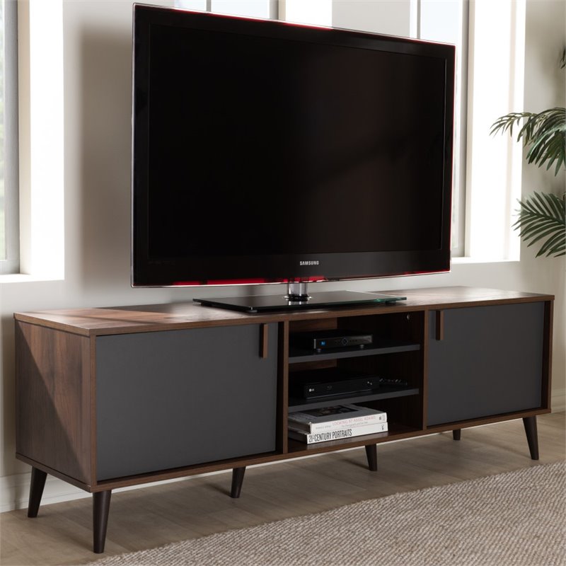 Baxton Studio Samuel Modern TV Stand in Brown and Dark Grey Cymax