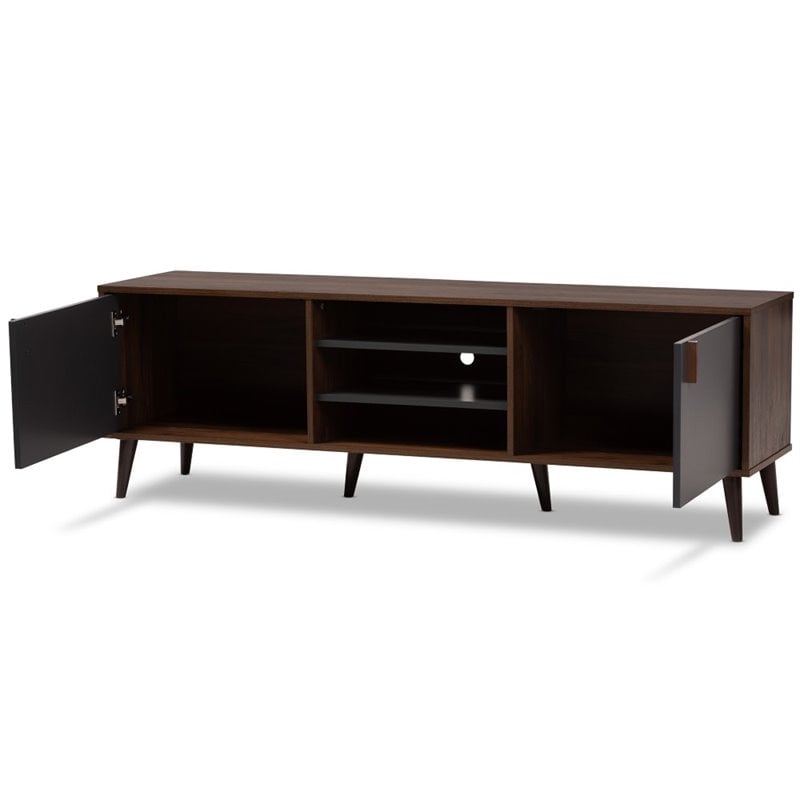 Baxton Studio Samuel Modern TV Stand in Brown and Dark Grey Cymax