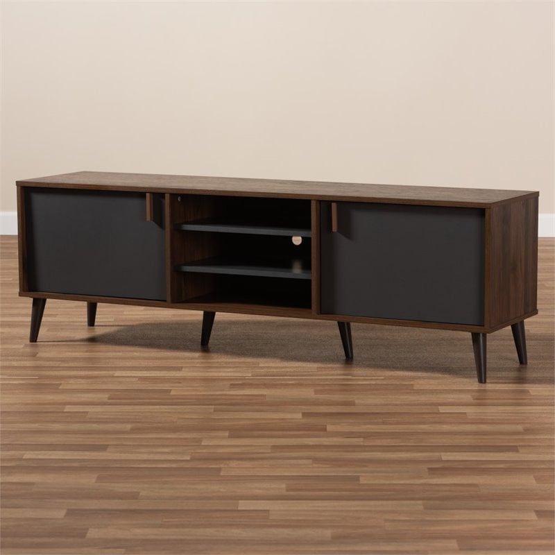 Baxton Studio Samuel Modern TV Stand in Brown and Dark Grey Cymax
