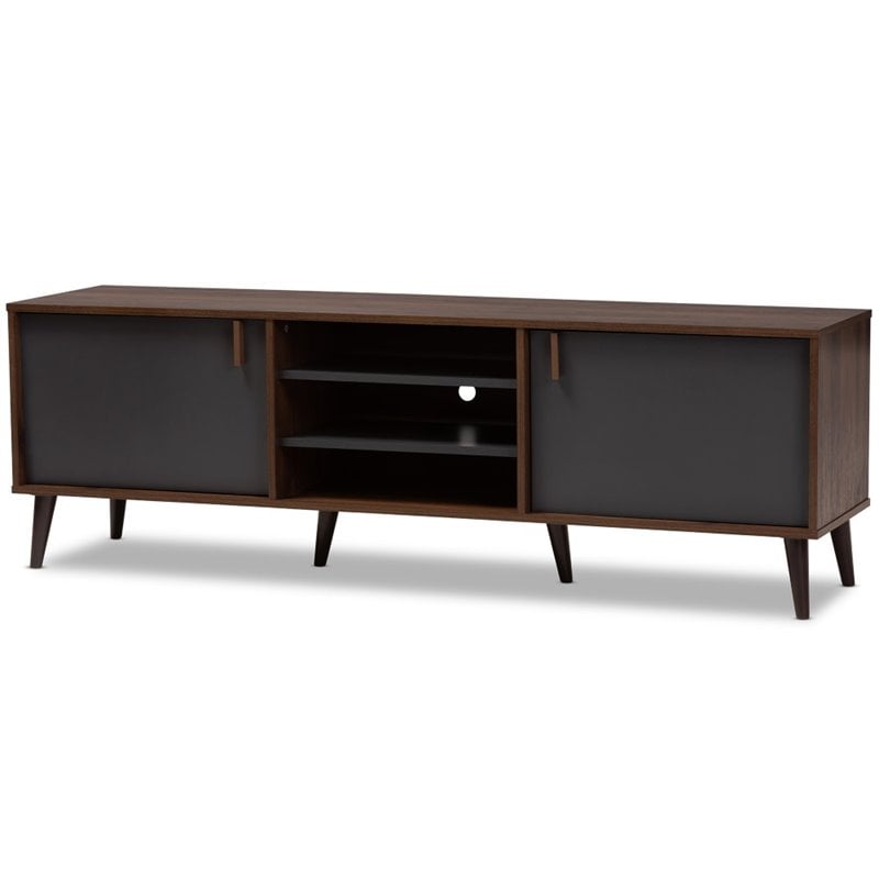 Baxton Studio Samuel Modern TV Stand in Brown and Dark Grey
