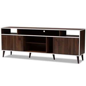 baxton studio marion modern tv stand in brown and white