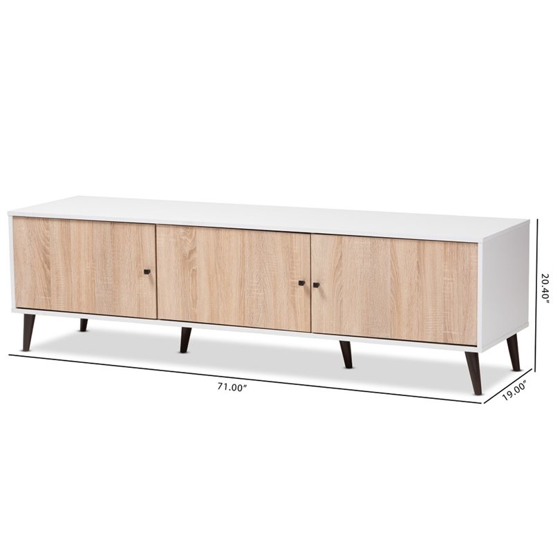 Baxton Studio Bastien 3 Door Modern Tv Stand In White And Light