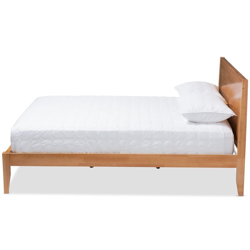 Baxton Studio Marana Wood Full Panel Platform Bed in Oak and Pine