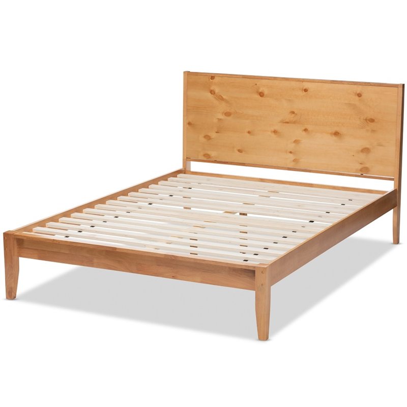 Baxton Studio Marana Wood Full Panel Platform Bed in Oak and Pine