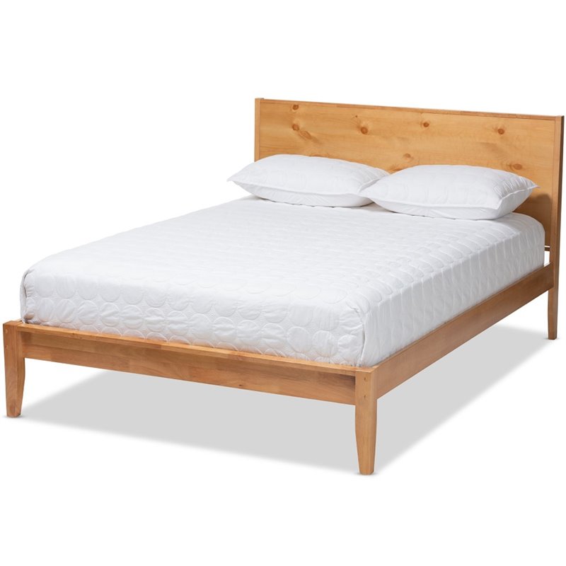 Baxton Studio Marana Wood Full Panel Platform Bed in Oak and Pine