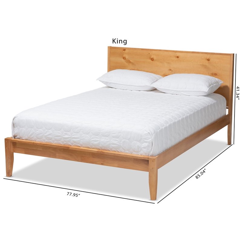 Baxton Studio Marana Wood King Panel Platform Bed in Oak and Pine