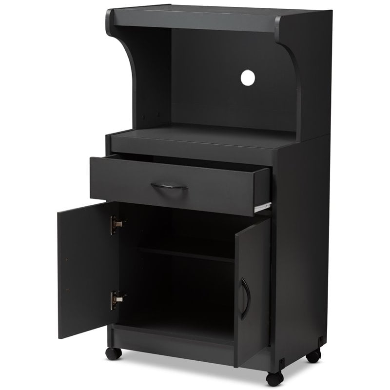 Baxton Studio Tannis Microwave Stand in Dark Grey