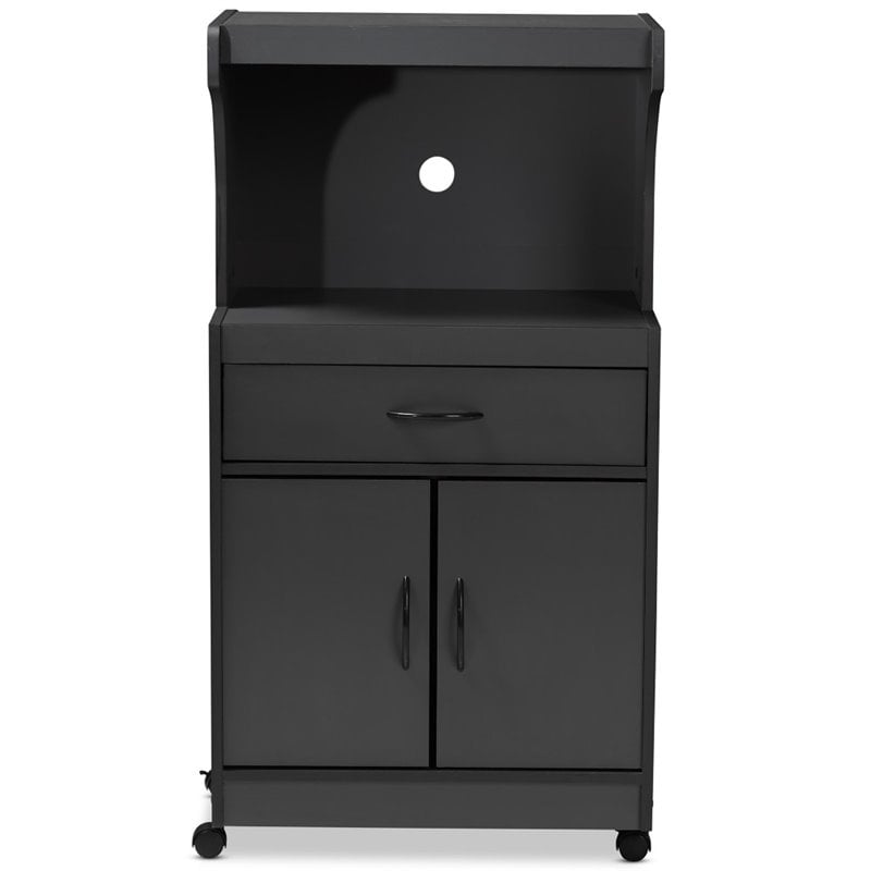 Baxton Studio Tannis Microwave Stand in Dark Grey