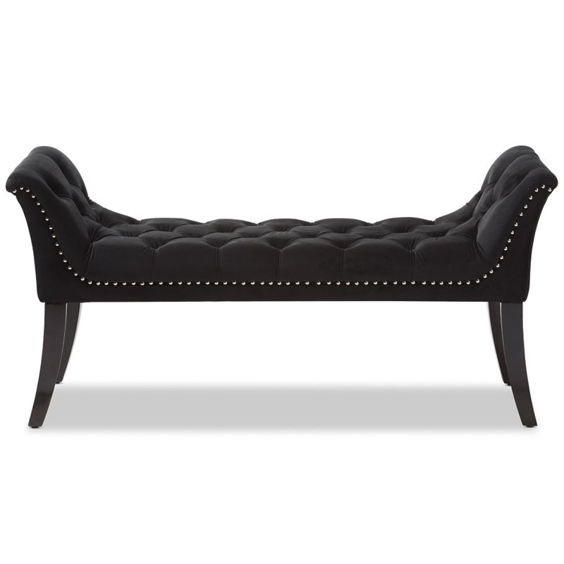 Baxton Studio Chandelle Contemporary Luxe Velvet Tufted Bench in Black