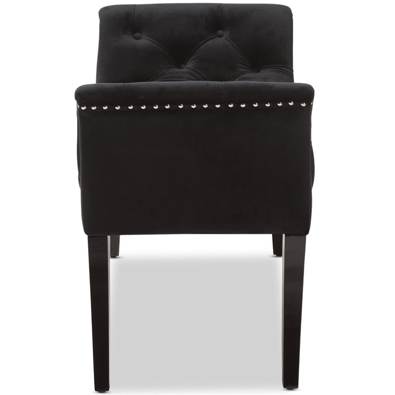 Baxton Studio Chandelle Contemporary Luxe Velvet Tufted Bench in Black