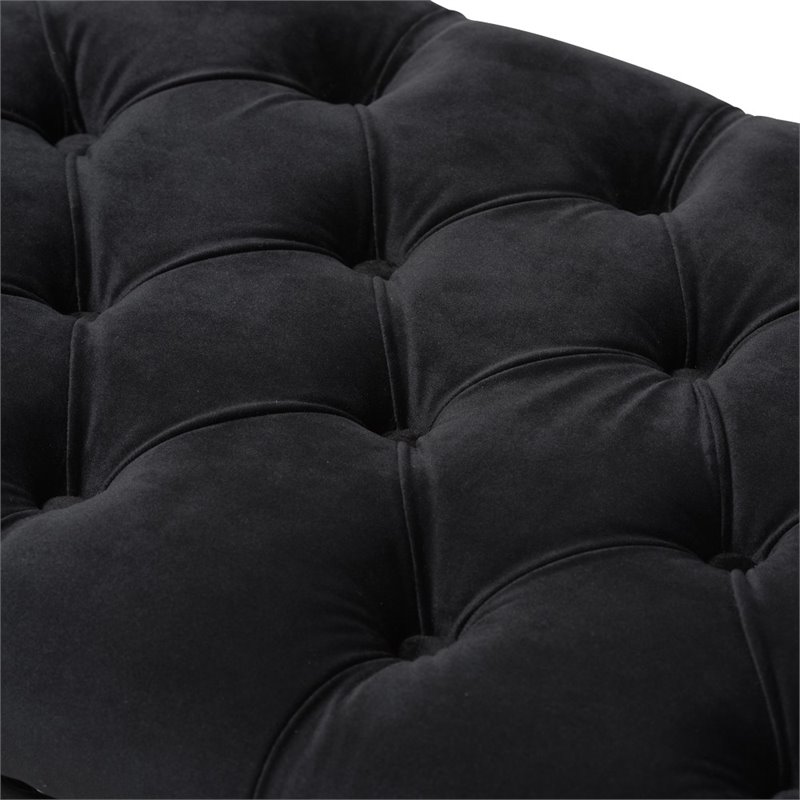 Baxton Studio Chandelle Contemporary Luxe Velvet Tufted Bench in Black