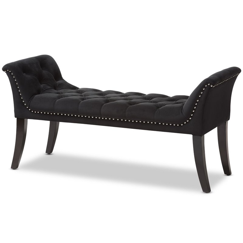 Baxton Studio Chandelle Contemporary Luxe Velvet Tufted Bench in Black