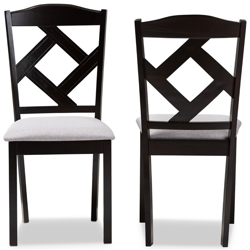 Baxton Studio Ruth Dining Side Chair in Grey and Brown (Set of 2)