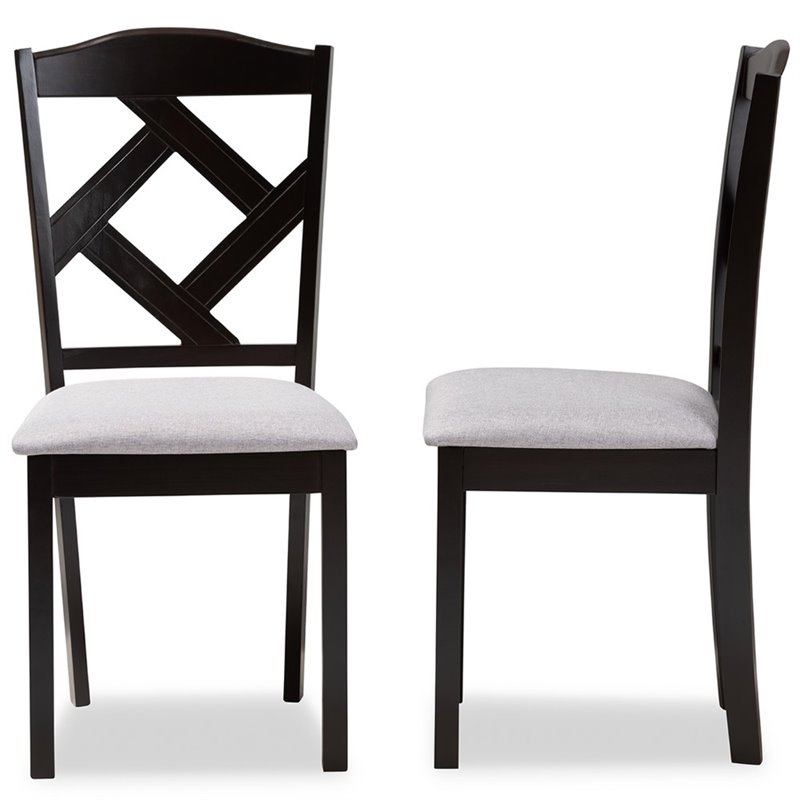 Baxton Studio Ruth Dining Side Chair in Grey and Brown (Set of 2)