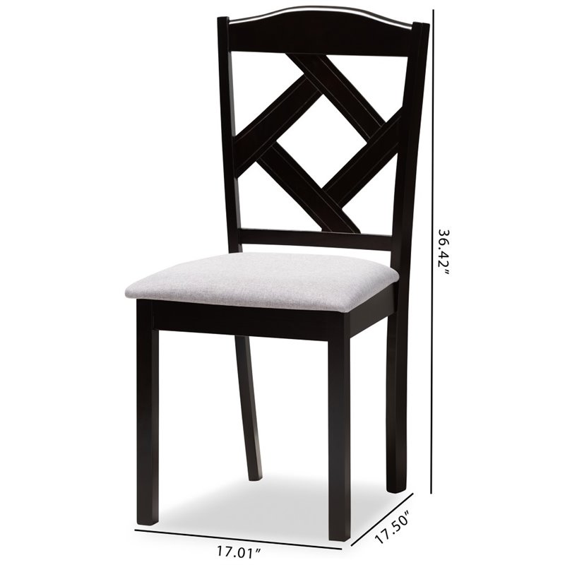 Baxton Studio Ruth Dining Side Chair in Grey and Brown (Set of 2)