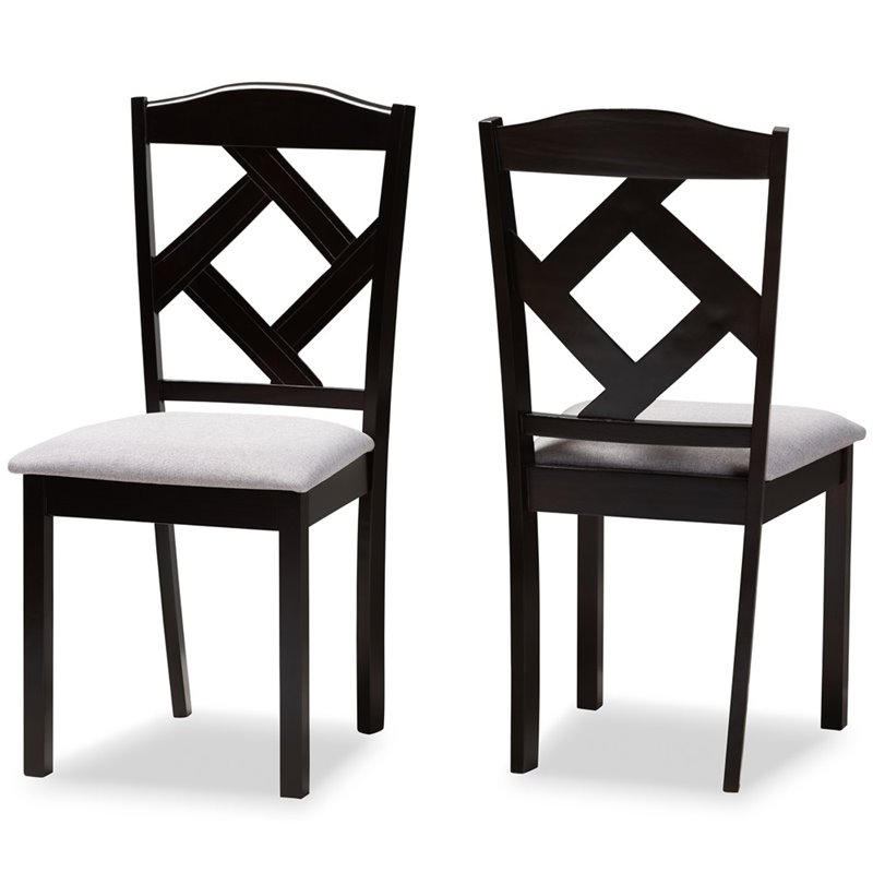 Baxton Studio Ruth Dining Side Chair in Grey and Brown (Set of 2)