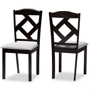 Baxton Studio Ruth Dining Side Chair in Grey and Brown (Set of 2)