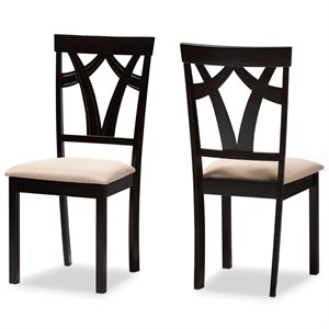 Baxton Studio Sylvia Dining Side Chair in Sand and Brown (Set of 2)