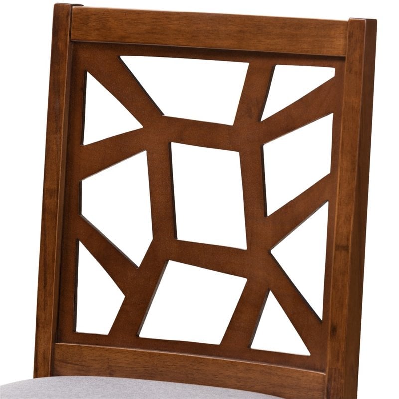 Baxton Studio Abilene Dining Side Chair in Walnut and Gray (Set of 2)
