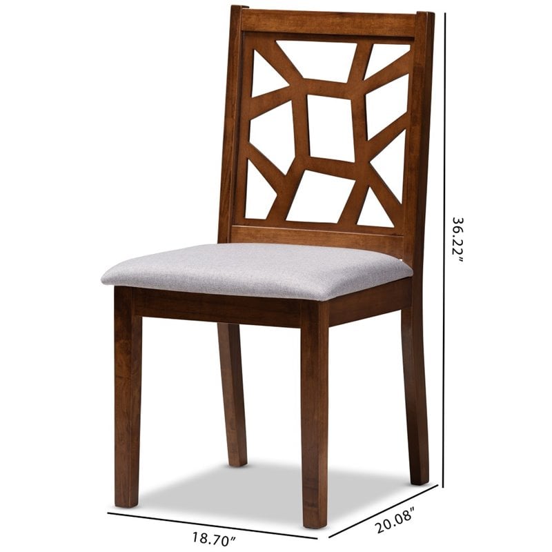 Baxton Studio Abilene Dining Side Chair in Walnut and Gray (Set of 2)