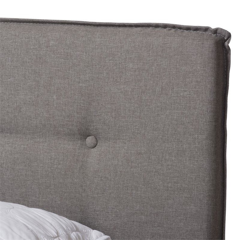 Baxton Studio Audrey Fabric Tufted Queen Bed in Light Grey