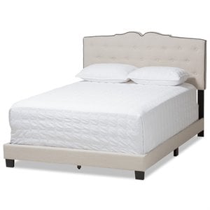 Baxton Studio Vivienne Fabric Tufted Full Bed in Light Beige