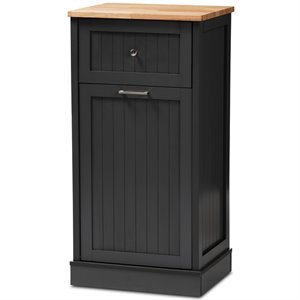 baxton studio marcel kitchen cabinet in dark grey and oak brown