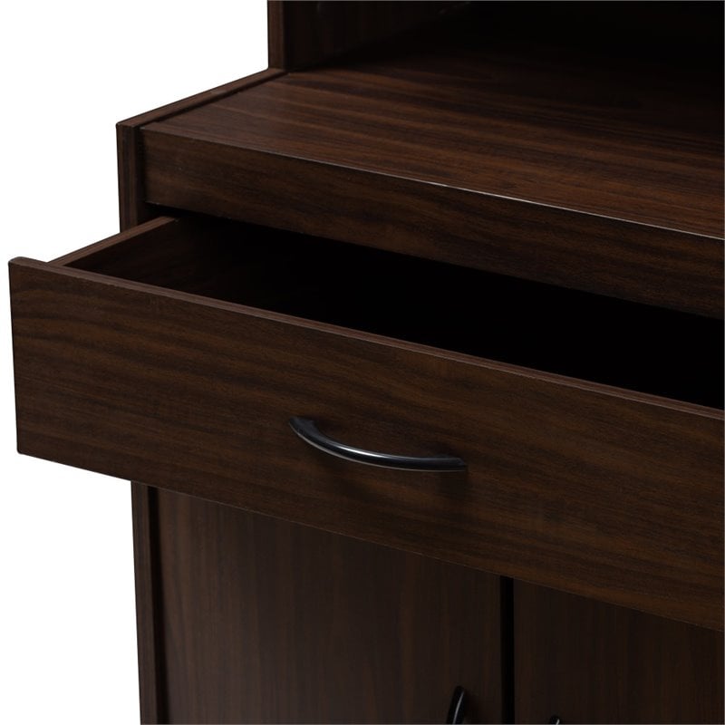 Baxton Studio Tannis Microwave Stand in Dark Walnut Brown