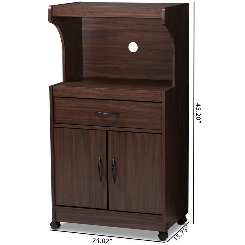 Baxton Studio Tannis Microwave Stand in Dark Walnut Brown