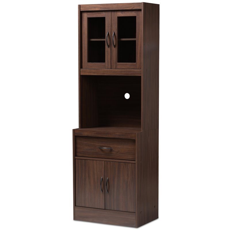 Baxton Studio Laurana Kitchen Cabinet And Hutch In Dark Cherry