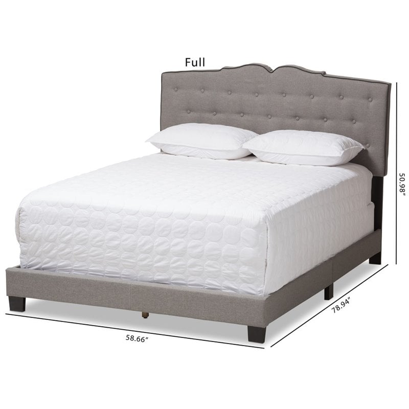 Baxton Studio Vivienne Fabric Tufted Full Bed in Light Grey