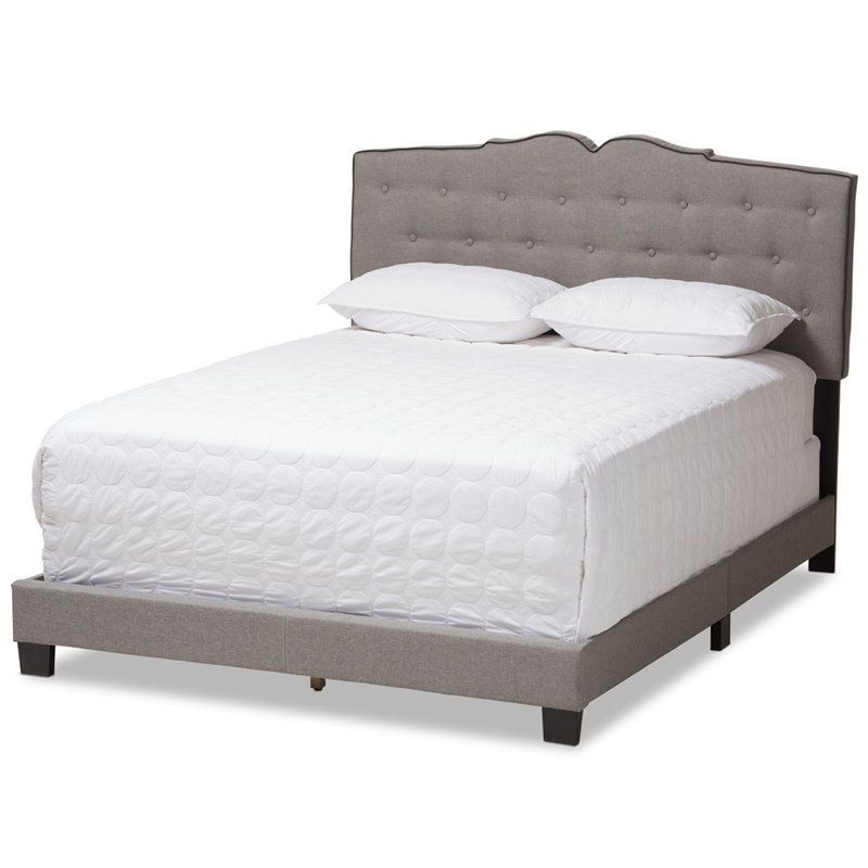 Baxton Studio Vivienne Fabric Tufted Full Bed in Light Grey