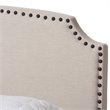 Baxton Studio Odette Nailhead Upholstered Full Bed in Light Beige