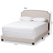 Baxton Studio Odette Nailhead Upholstered Full Bed in Light Beige