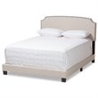 Baxton Studio Odette Nailhead Upholstered Full Bed in Light Beige