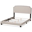 Baxton Studio Odette Nailhead Upholstered Queen Bed in Light Beige