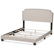 Baxton Studio Odette Nailhead Upholstered King Bed in Light Beige