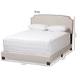 Baxton Studio Odette Nailhead Upholstered King Bed in Light Beige