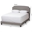Baxton Studio Odette Nailhead Upholstered Queen Bed in Light Grey