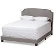 Baxton Studio Odette Nailhead Upholstered Queen Bed in Light Grey