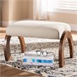 Baxton Studio Sandrine Fabric Ottoman in Light Beige and Walnut Brown