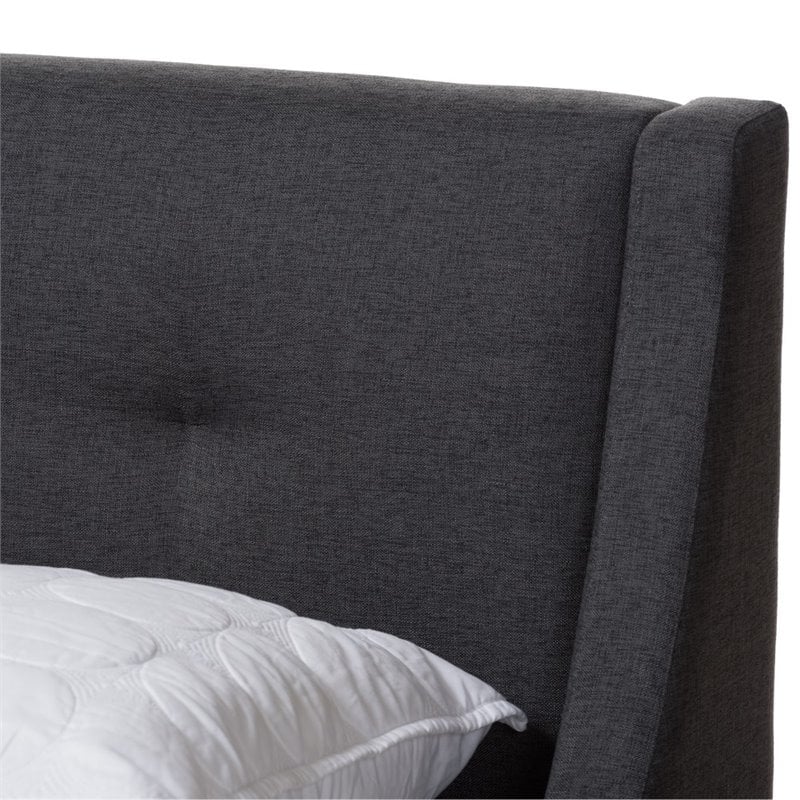 Baxton Studio Louvain Upholstered Full Platform Bed in Dark Grey