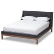 Baxton Studio Louvain Upholstered Full Platform Bed in Dark Grey