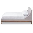 Baxton Studio Louvain Upholstered Full Platform Bed in Greyish Beige
