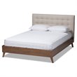 Baxton Studio Alinia Tufted King Panel Platform Bed in Light Beige