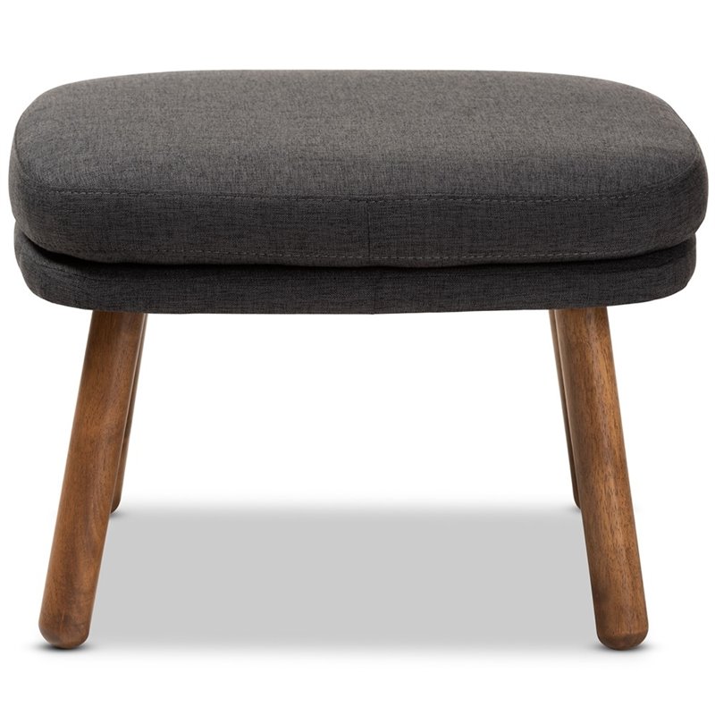 Baxton Studio Lovise Ottoman in Dark Grey and Walnut Brown