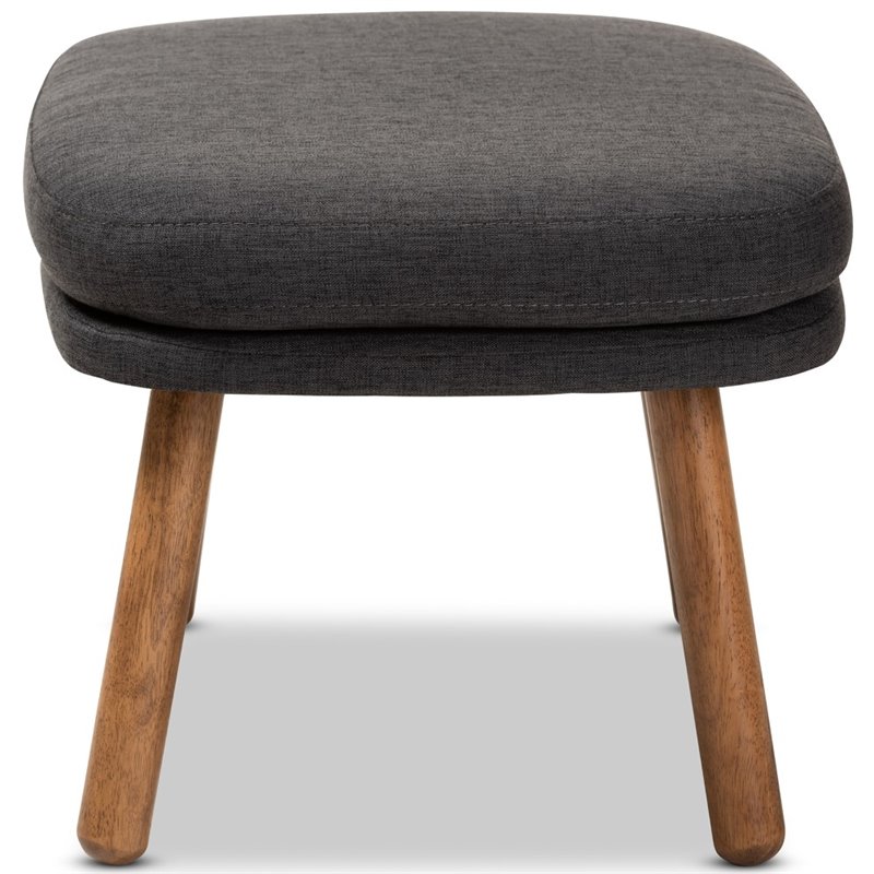 Baxton Studio Lovise Ottoman in Dark Grey and Walnut Brown